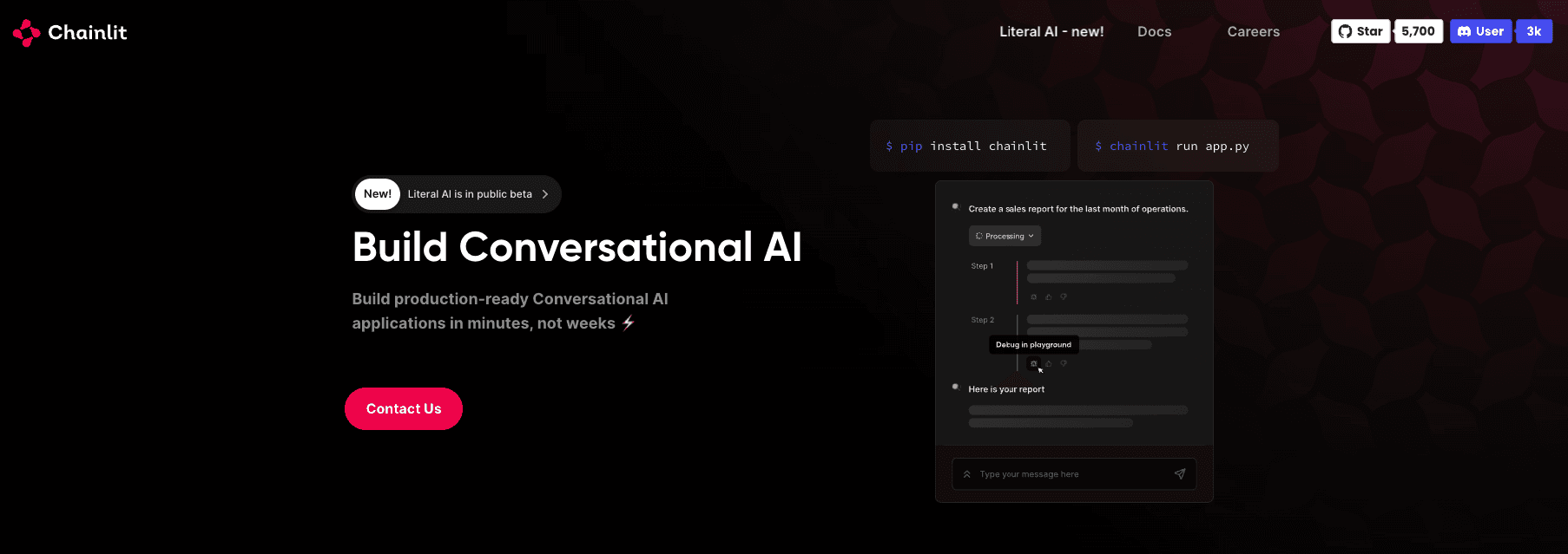 Chainlit to build conversational AI apps