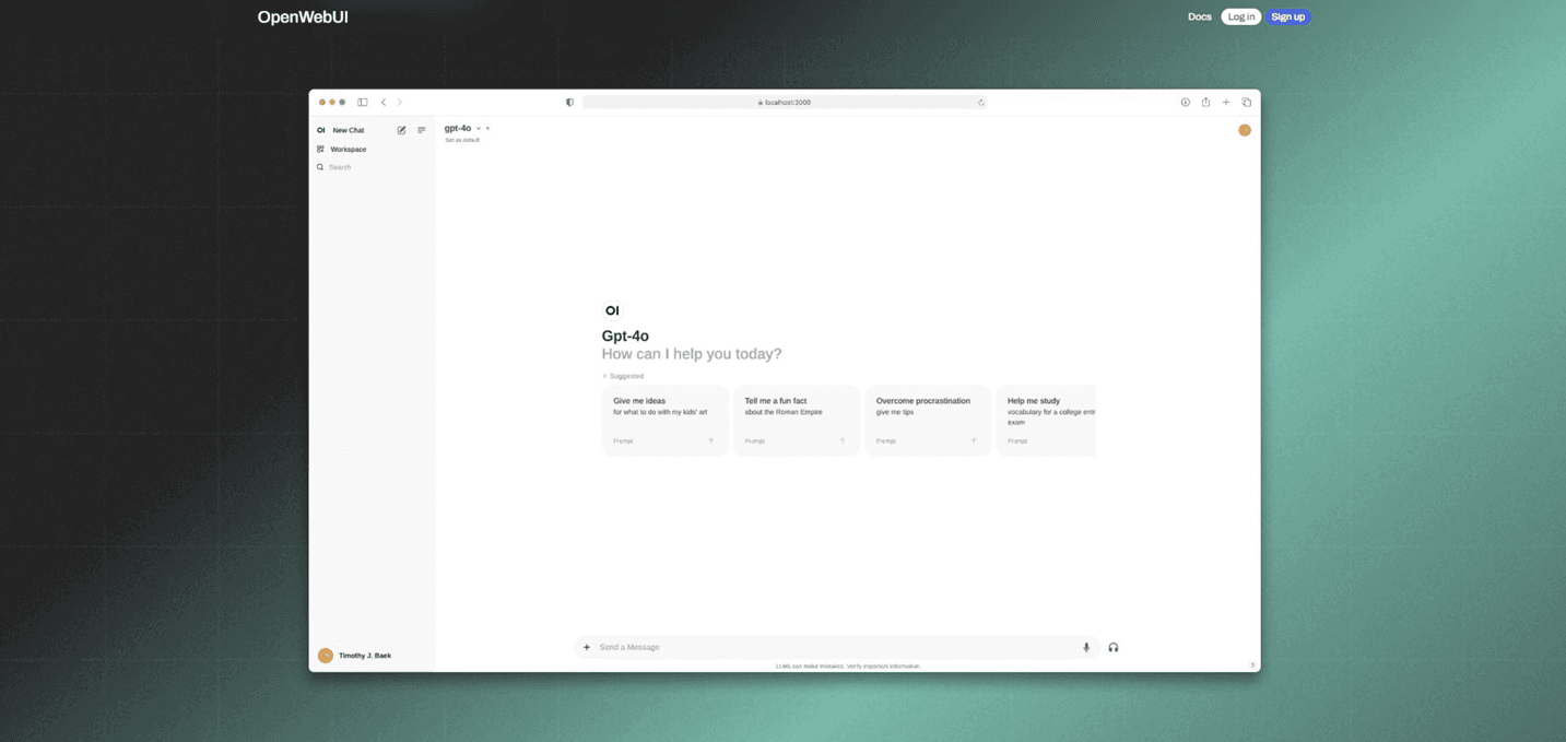 Screenshot of Open WebUI