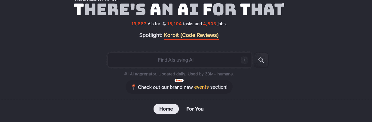 Find AI tools with There's an AI for that