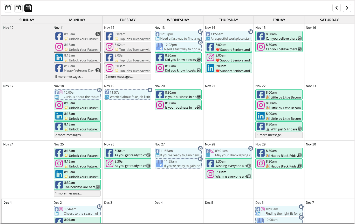 Screenshot of the social calendar in Moz Local.